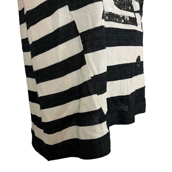 COLOUR EIGHTEEN Striped Metallic Black Knit Sequin Top Knit Shirt Goth Punk L - Picture 12 of 16